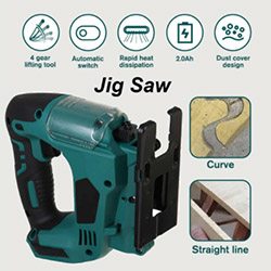 Drillpro 21V 65mm 2900RPM Cordless Jigsaw Electric Jig Saw Rechargeable Adjustable Woodworking Power Tool for Makita 18V Battery