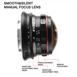 Meike 3.5mm f2.8 Wide Angle Manul Focus Fisheye Lens for M4/3 MFT mount such as Olympus Panasonic Lumix GH5