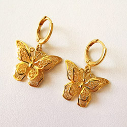 24K Gold Color Earrings For Women Exqusite Butterfly Drop Earing Pendientes Mujer Brincos Femme African Gold Jewelry Accesories